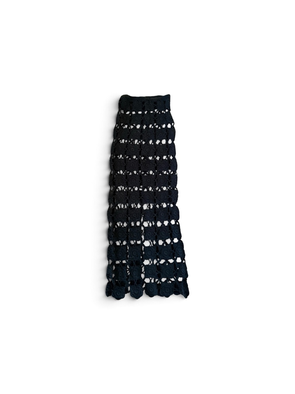 VICI Crochet Knit Maxi Skirt Black Boho Beach Resort Cover Up Medium - Picture 3 of 7